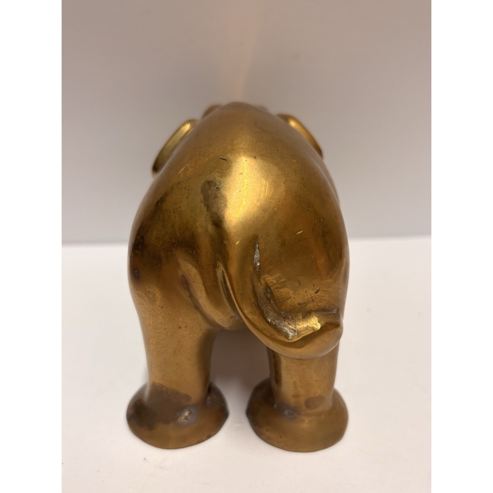 Elephant  Solid Brass‎ Elephant Statue Figurine Heavy Patina Small Vintage - Picture 3 of 12